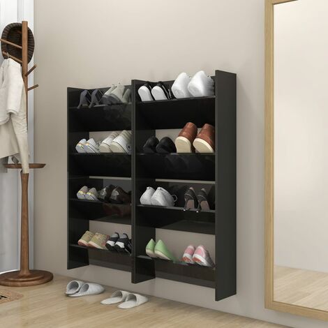 Armoires à chaussures murales 4 pcs brillant 60x18x60 cm