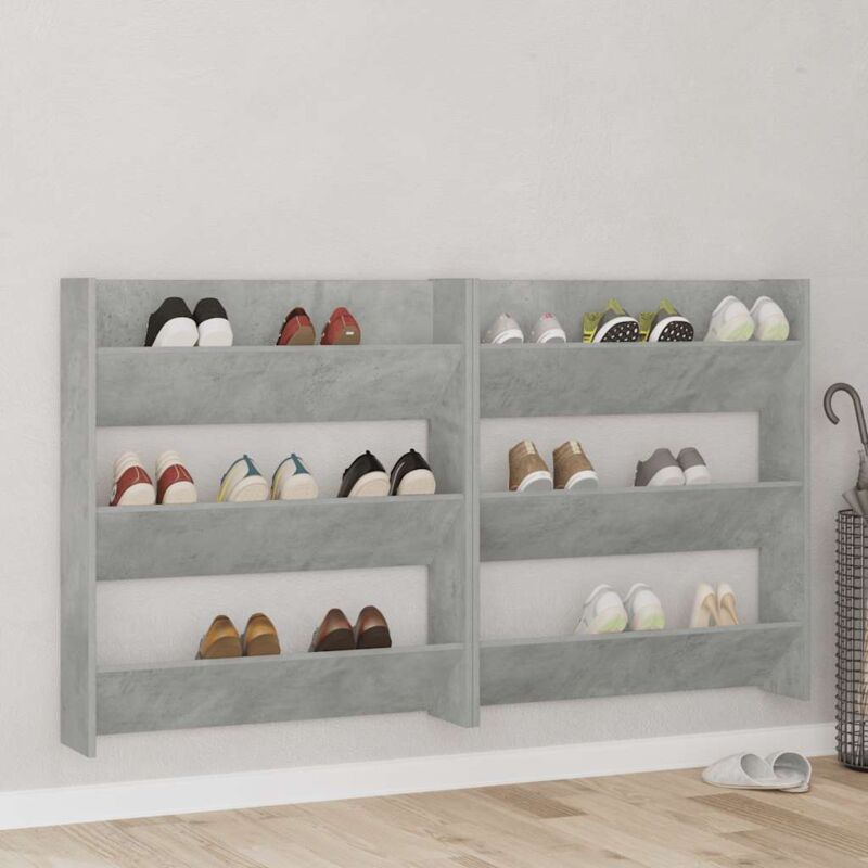 Vidaxl - Armoire à chaussures murale Gris béton 80x18x90 cm Aggloméré