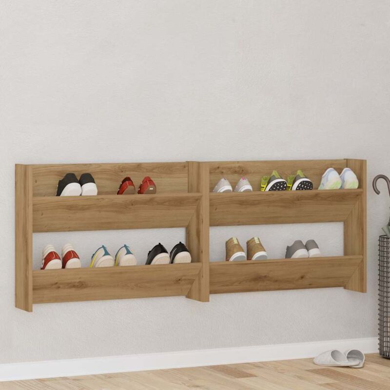 Vidaxl - Cabinets à chaussures muraux avec étagère 2 pcs chêne artisanal