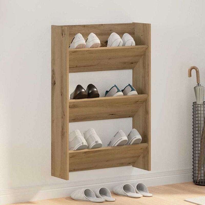 Vidaxl - Cabinets à chaussures muraux chêne artisanal Bois d'ingénierie