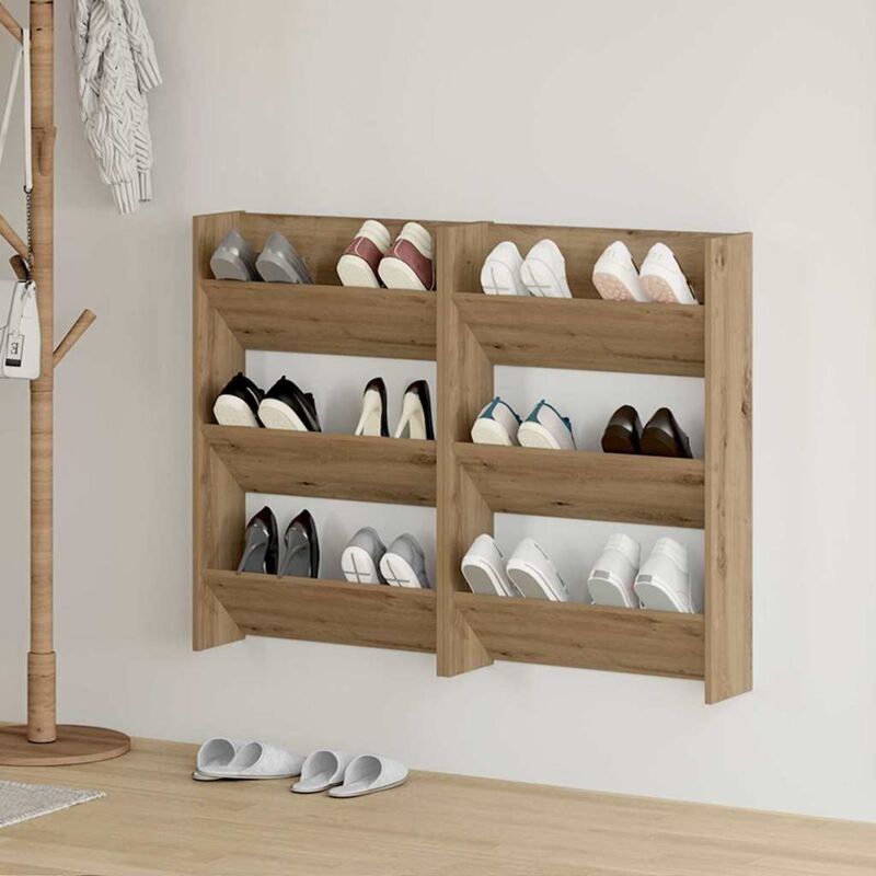 Vidaxl - Cabinets à chaussures muraux avec étagère 2 pcs chêne artisanal