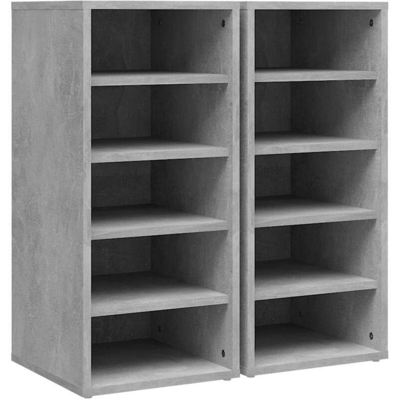 Helloshop26 - Armoires à chaussures range chaussures rangement meuble entrée couloir salon lot de 2 bois d'ingénierie gris