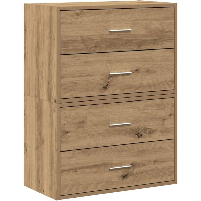 Armoires avec 2 tiroirs 2 pcs chêne artisanal bois d'ingénierie vidaXL
