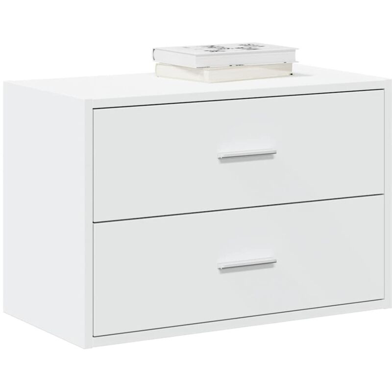 Armoire avec 2 tiroirs blanc 60x31x40 cm bois d ingénierie