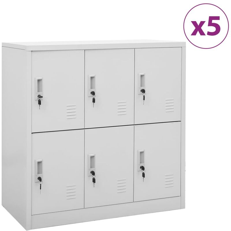 Armoires à casiers 5 pcs Gris clair 90x45x92,5 cm Acier