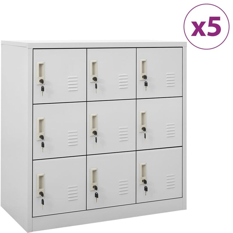 Armoires à casiers 5 pcs Gris clair 90x45x92,5 cm Acier