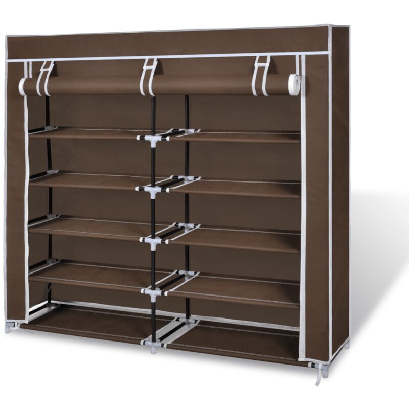Armoires chaussure étagère meuble 30 paires tissu marron