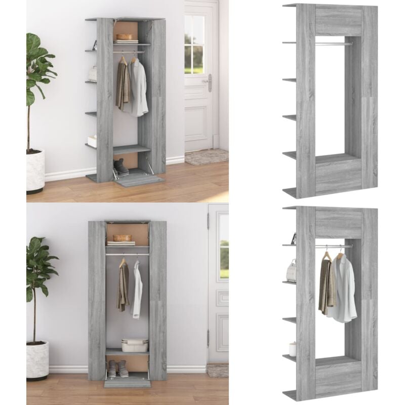 Vidaxl - Armoires de couloir 2 pcs sonoma gris Bois d'ingénierie - Meubles D'entrée - Armoires Murales - Rangements Étroits - Rangement Salle