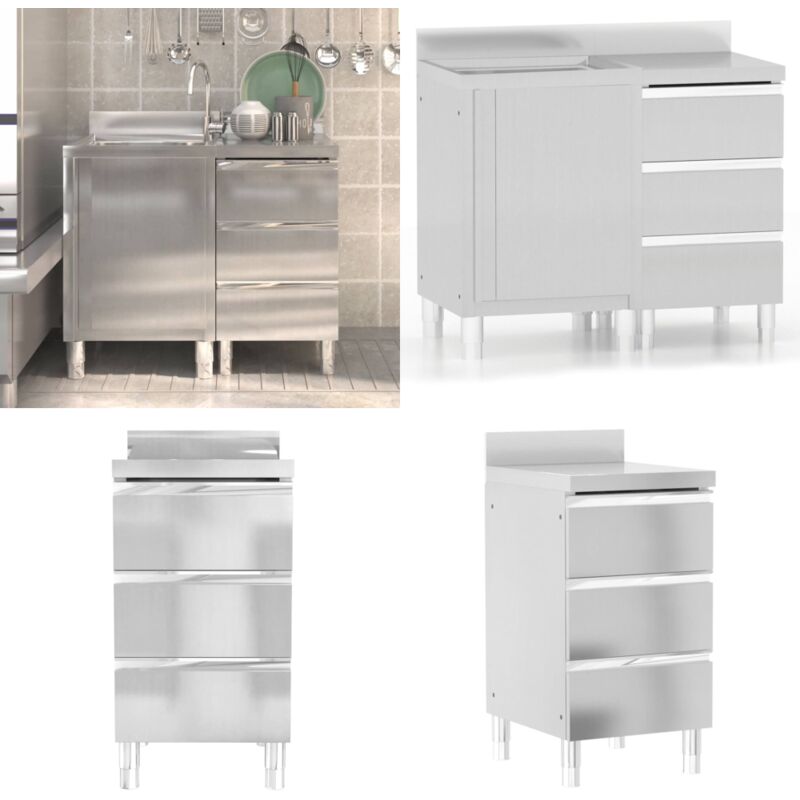 Armoires de cuisine commerciale 2 pcs Acier inoxydable - armoire de cuisine - armoires de cuisine - Home & Living