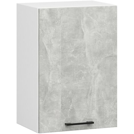 Armoires de cuisine haute AKORD W50 OLIWIA Blanc 50 cm 1 porte façade Béton 2 étagères 50x30x58 cm