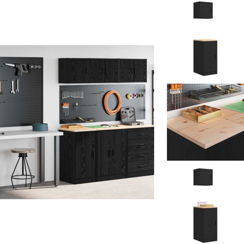 Vidaxl - Armoires de garage 2 pcs noir bois d'ingénierie - Armoire De Garage - Armoires De Garage - Armoire De Rangement De Garage - Armoire à Outils