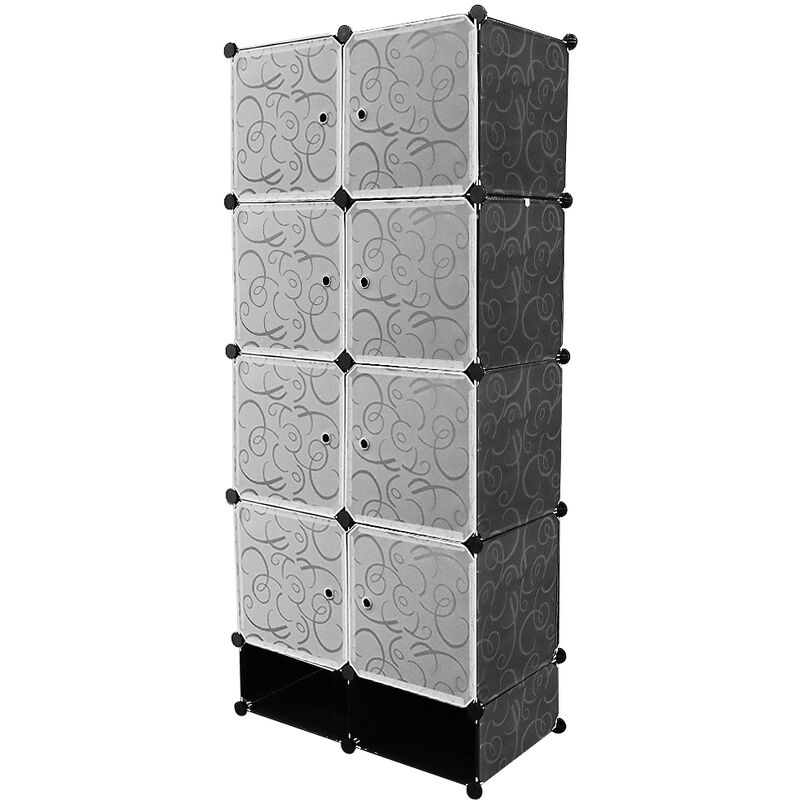 Skecten - Armoires Etagères Plastiques - Penderie Plastiques, Meuble Rangement Modulables + 2 Cubes Chaussures, Noir