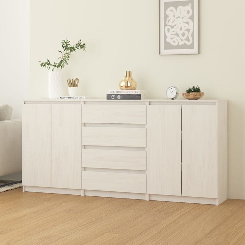 Vidaxl - Armoires latérales 3 pcs blanc Bois de pin massif