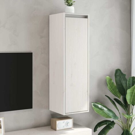 Armoires murales 2 pcs-Armoire suspendue-Meuble de rangement Blanc 30x30x100 cm Bois de pin massif 809821