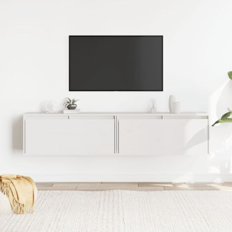 Armoires murales 2 pcs-Armoire suspendue-Meuble de rangement Blanc 80x30x35 cm Bois de pin massif 680155