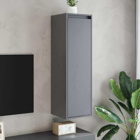 Armoires murales 2 pcs-Armoire suspendue-Meuble de rangement Gris 30x30x100 cm Bois de pin massif 882704