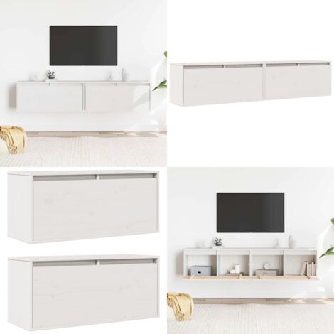 Armoires murales 2 pcs Blanc 80x30x35 cm Bois de pin massif - Étagères Murales - Meubles Tv Mural - Rangement Mural - Bibliothèque Murale - Décoration Murale - Home & Living