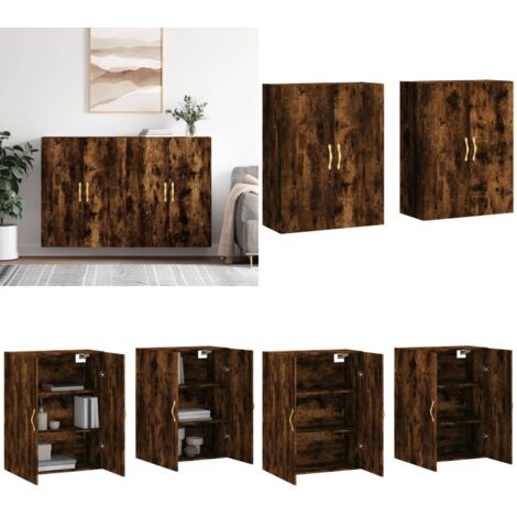 Armoires murales 2 pcs chêne fumé 69,5x34x90 cm - Rangement mural - Bois d'ingénierie