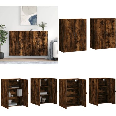 Armoires murales 2 pcs chêne fumé bois d'ingénierie - Armoire Murale - Meuble De Rangement - Buffet - Commode - Étagère Murale - Home & Living