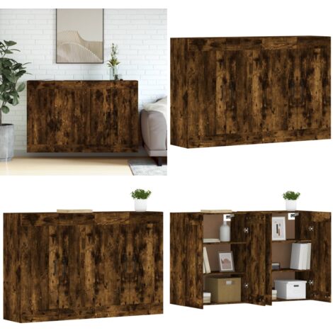 Armoires murales 2 pcs chêne fumé bois d'ingénierie - Armoire Murale - Meuble Rangement - Buffet - Commode - Étagère Murale - Home & Living