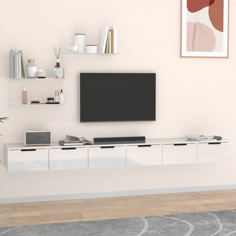 Vidaxl - Armoires murales 2 pcs Blanc brillant 102x30x20 cm