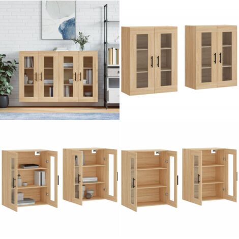 Armoires murales 2 pcs chêne sonoma bois d'ingénierie - Armoire Murale - Meuble Rangement - Buffet - Commode - Étagère Murale - Home & Living