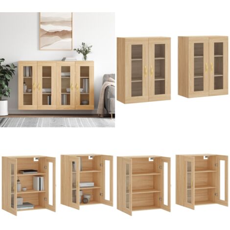 Armoires murales 2 pcs chêne sonoma bois d'ingénierie - Rangement mural - Bois d'ingénierie