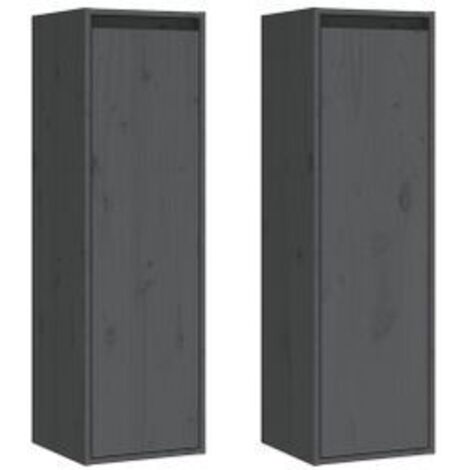 Armoires murales 2 pcs Gris 30x30x100 Bois de pin massif