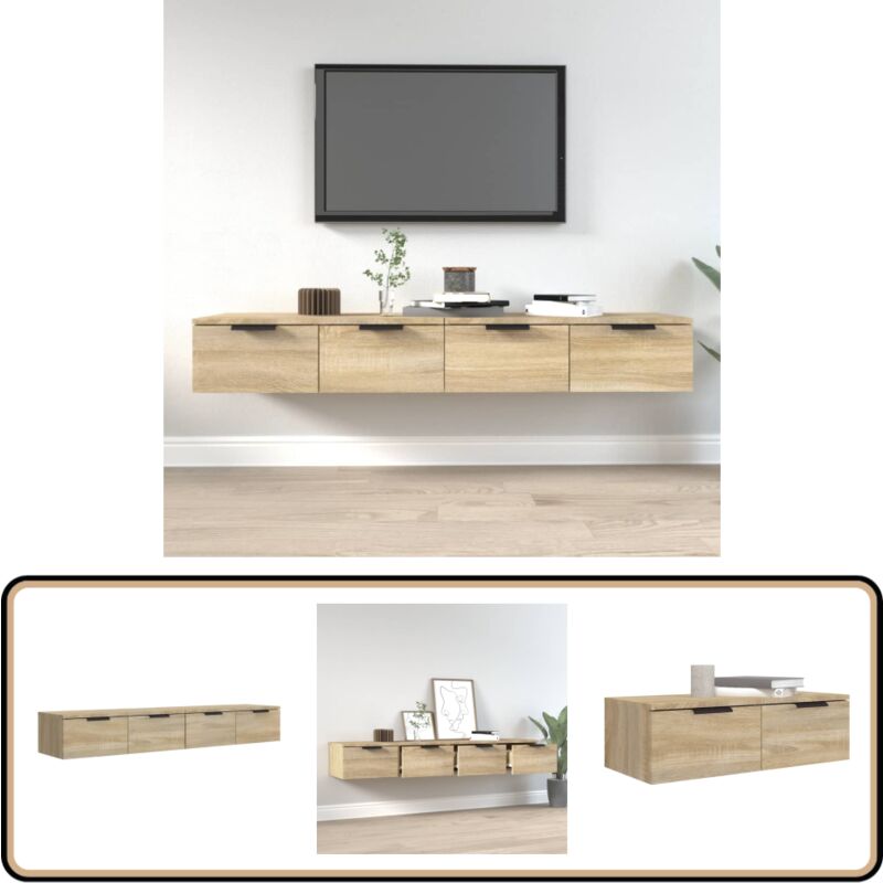 Armoires murales 2pcs Chêne sonoma 68x30x20cm Bois d'ingénierie - Étagères Murales - Bibliothèque Murale - Meuble Mural - Rangement Mural - Armoire