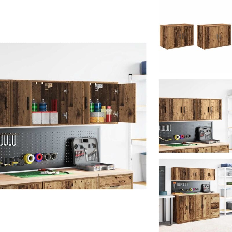 Vidaxl - Armoires murales de garage 2 pcs vieux bois bois d'ingénierie - Armoire Murale De Garage - Armoires Murales De Garage - Armoire - Armoire De