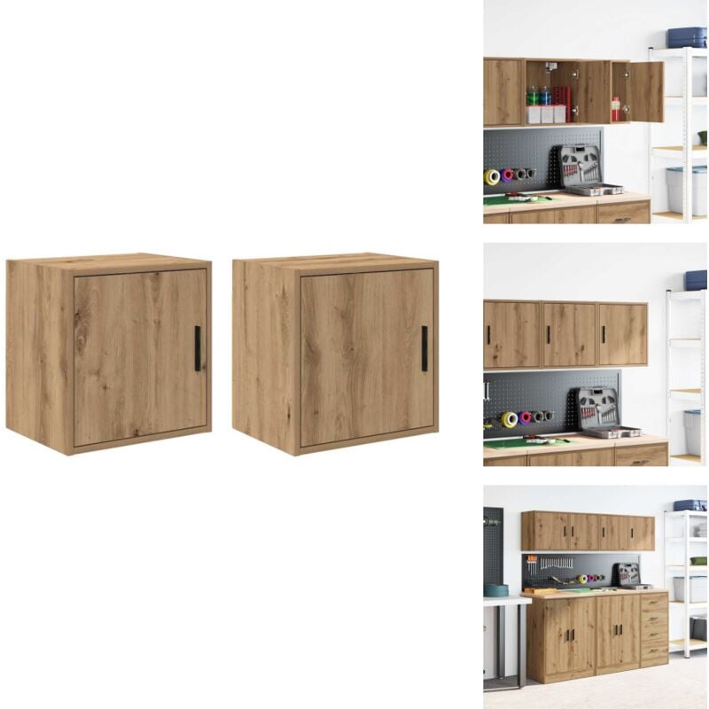 Vidaxl - Armoires murales garage 2 pcs chêne artisanal bois d'ingénierie - Armoire Murale De Garage - Armoires Murales De Garage - Armoire - Armoire
