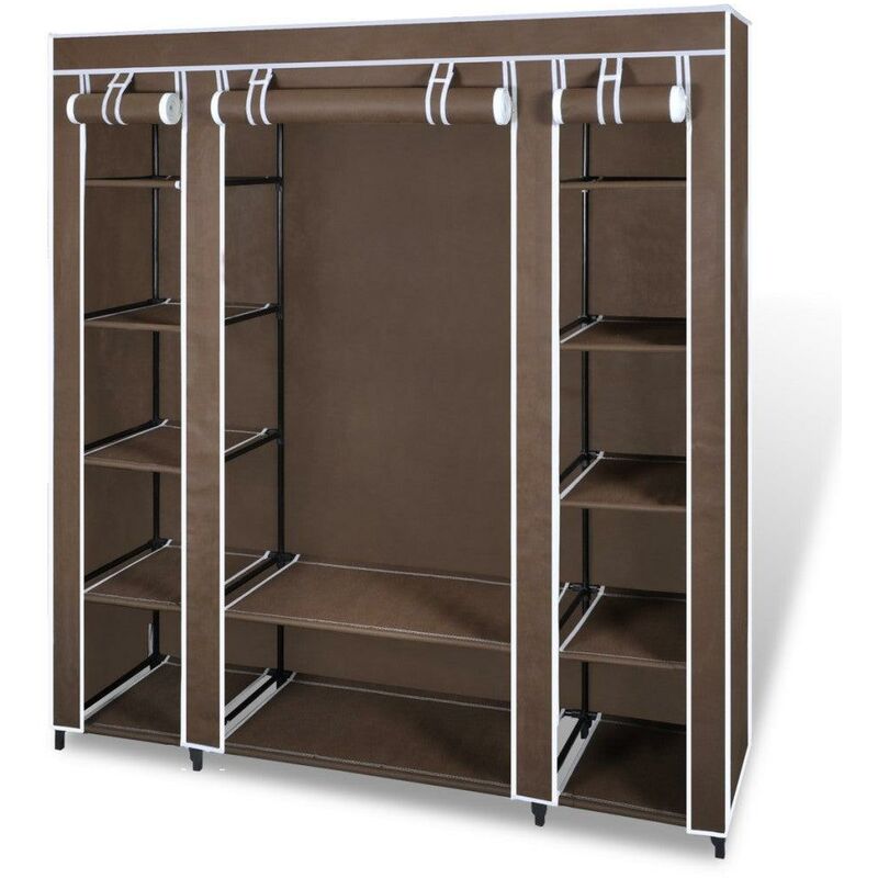 Armoires penderie étagère tissu non-tissé marron hauteur 180 cm entrée chambre camping
