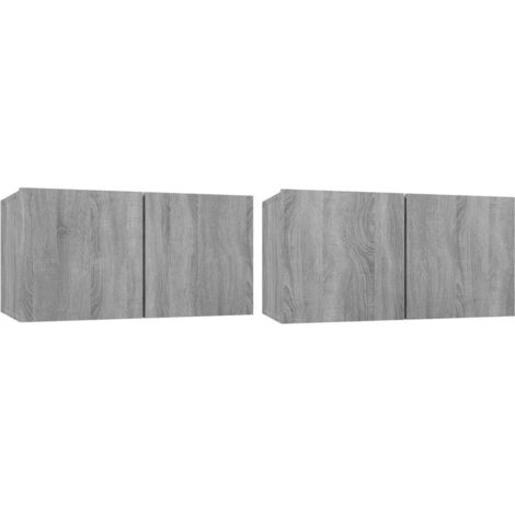Armoires TV suspendues Salon,Meuble TV,Buffet bas Sonoma gris 2 pcs 60x30x30 cm Bois -79745