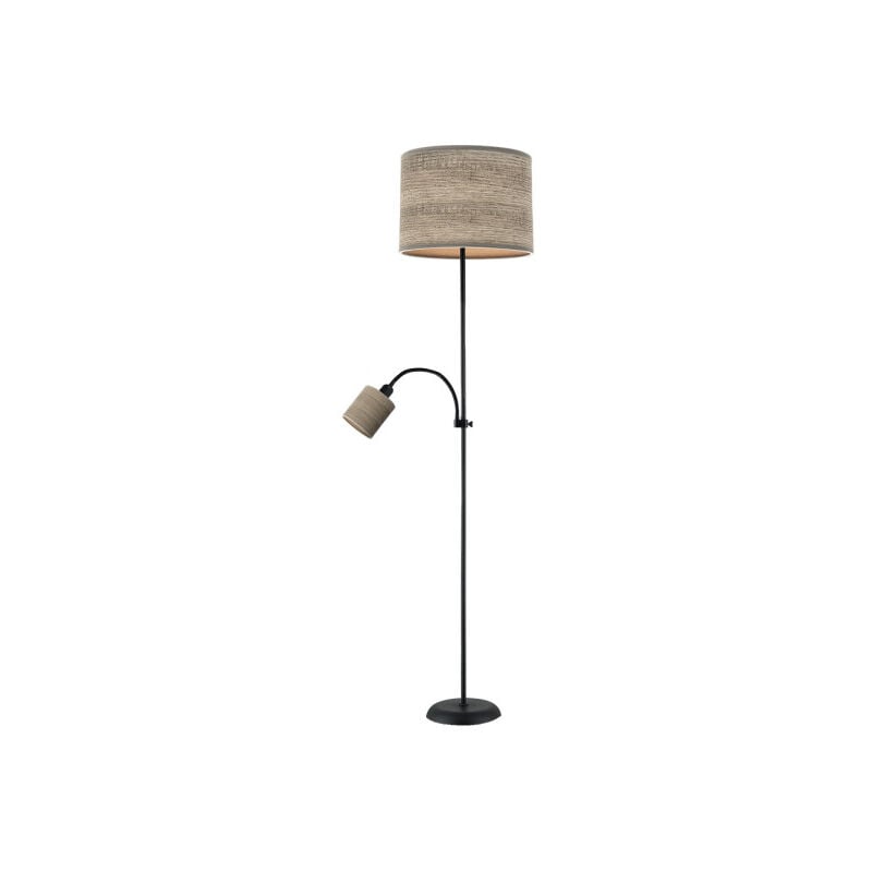 Fabrilamp - Boden De Wohnzimmer Armonia 1xe27 1xe14 Schwarz-Holz Grau C/lector 155x40x40 cm