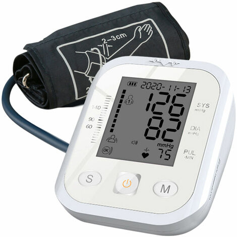 Armtyp Blutdruckmessgerät Automatisches Oberarm-Elektronisches Blutdruckmessgerät LCD Digitale Intelligente Messinstrumente 2 Benutzer 99 Gruppen Datenspeicher Tragbar,Weiß