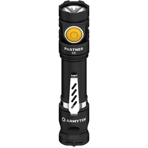 ArmyTek Partner C2 Magnet USB Warm LED (monocolore) Torcia tascabile con clip per cintura, con fondina a batteria ricar
