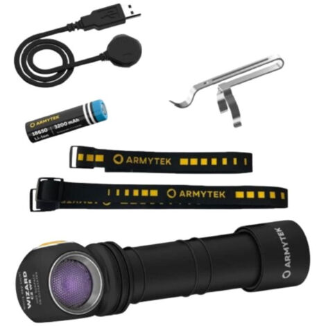ArmyTek Wizard C2 WUV White & Ultraviolet LED Lampe frontale avec support magnétique à batterie 1100 lm 3 h 65 g