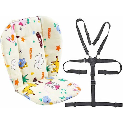 Arnault-Coussin doublure de siège pour poussette/chaise haute pour bébé Tapis de protection pour siège Sangles pour chaise haute et résistantes (harnais à 5 points) 1 costume (girafe)