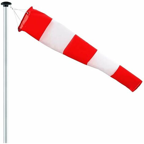 Arnault-Manche à air pour l'extérieur, Indicateur de direction du vent en rouge et blanc 150cm suspension & émerillon, résistant aux intempéries, Indicateur de direction du vent