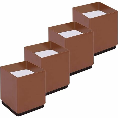 Arnault-Rehausseur Pieds de Lit Lot de 4 Acier Carbone, Risers de Meubles Ajoutent Hauteur de 5CM, Supportent 10000 lbs, Rehausseurs de Table, Chaise ou C（Carré marron），