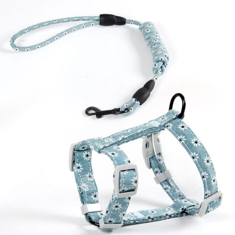 Arnés ajustable para gatos y correa de cuerda de 120 cm para paseos seguros (talla S, verde claro) - Menos de 3 kg