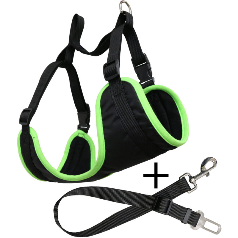 

Arnés con cinturón de coche para perros ajustable apto para la mayoría de vehículos, material resistente, talla L - Yatek