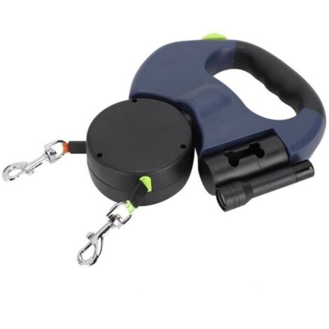 Arnés doble para perros, correa para mascotas (perros y gatos), flexible, cuerda de tracción extensible automáticamente.