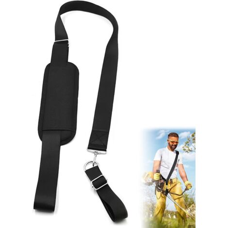 Arnés para desbrozadora, arnés para cortacésped, correa de nailon ajustable para recortadora/bordeadora (negro)