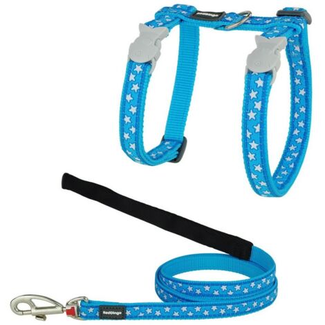 Arnés para Gato Red Dingo Style Turquesa Estrella Blanco Correa