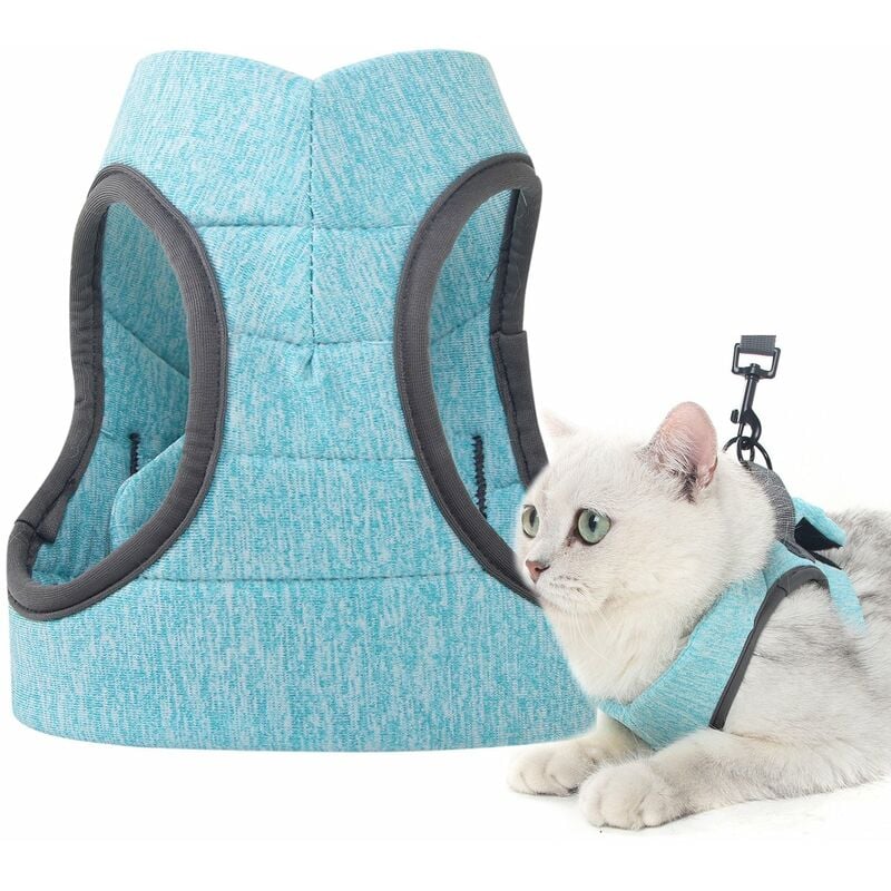 

Arnes para gatos Correa Chaleco para mascotas suave ajustable transpirable a prueba de escape a prueba de fugas,Azul, L