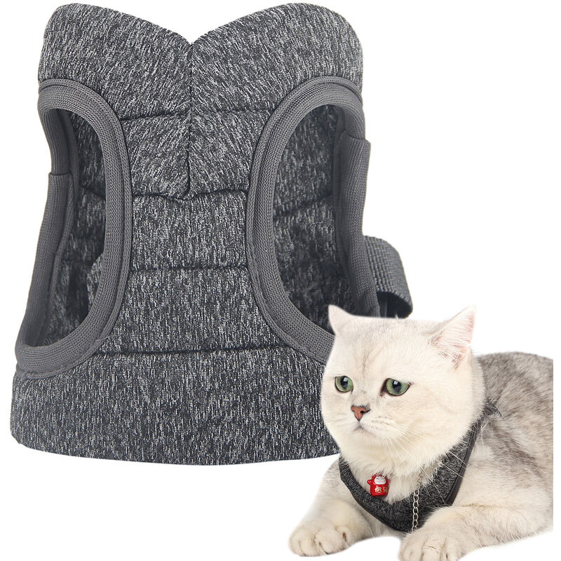 

Arnes para gatos Correa Chaleco para mascotas suave ajustable transpirable a prueba de escape a prueba de fugas, Gris, pequeno