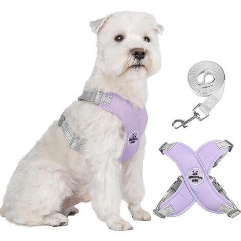 Arnés para perros antitirones, ajustable, reflectante, con correa duradera, acolchado, de malla suave, para perros pequeños, medianos y gatos.