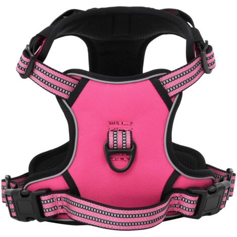 Arnés para perros con correa y collar ajustable rosa L vidaXL
