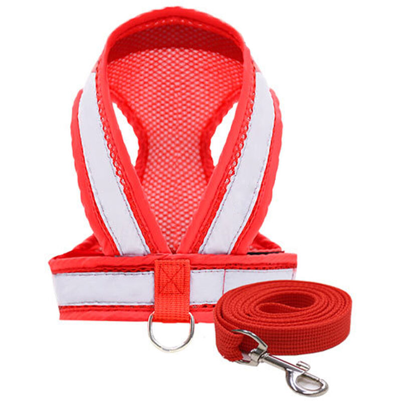 

Arnes para perros, Juego de correas para perros, Arnes y correa para mascotas, para caminar, Con banda reflectante,Rojo, L